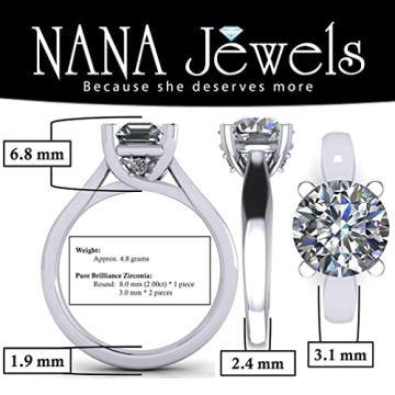 Elegant NANA Jewels 2ct Round Cut Zirconia Engagement Ring