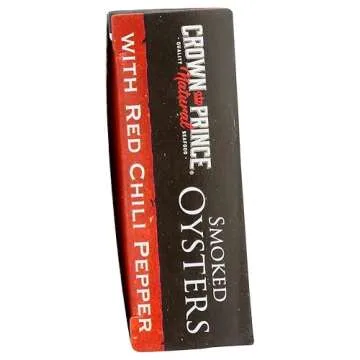 Crown Prince Naturally Smoked Oysters with Red Chili Peppers - Pack of 3, Unique Seafood Treat