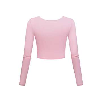 Long Sleeve Crop Tops for Women Workout Basic Clothes for Teen Ladies Fitted Slim Scoop Neck Cute Yo...