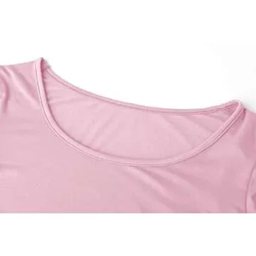 Long Sleeve Crop Tops for Women Workout Basic Clothes for Teen Ladies Fitted Slim Scoop Neck Cute Yoga Shirts (Pink, X-Large)