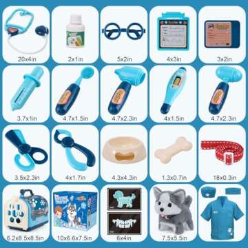 B Bascolor 22Pcs Dog Toys for Kids Vet Doctor Kit,Walking Barking Electronic Interactive Husky Dog T...