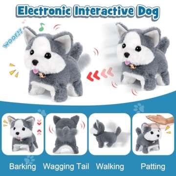 B Bascolor 22Pcs Dog Toys for Kids Vet Doctor Kit,Walking Barking Electronic Interactive Husky Dog Toy,Veterinarian Playset for Kids,Pretend Play Birthday Gift Preschool Toy for Boys Toddlers 3 4 5 6+