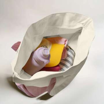 DALIX 22" Extra Large Cotton Canvas Zippered Shopping Tote Bag in Pink