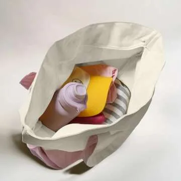 DALIX 22" Extra Large Cotton Canvas Zippered Shopping Tote Bag in Pink