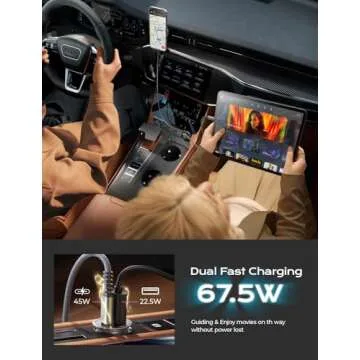 AINOPE 67.5W Car Charger USB C Fast Charging, [Mini Compact] iPhone 16 USB C Car Charger, Dual Port QC3.0 Cigarette Lighter Adapter USB Charger, Car Charge for iPhone 16 16e 15 Samsung S25 S24, Black