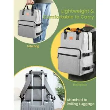 Dog Travel Bag, Airline Approved Organizer Backpack with Multi-Function Pockets, 25L Accessories Set with 2 Food Storage Containers, 2 Foldable Bowls for Weekend