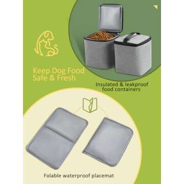 Dog Travel Bag, Airline Approved Organizer Backpack with Multi-Function Pockets, 25L Accessories Set with 2 Food Storage Containers, 2 Foldable Bowls for Weekend