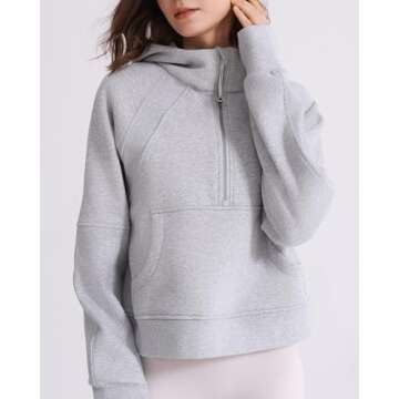 ISEEGZ Womens Fleece Lined Half Zip Hoodies Pullover Cotton Winter Warm Scuba Sweatshirt for Women w...