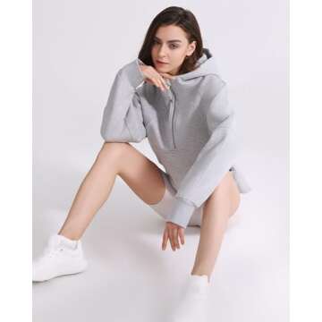 ISEEGZ Women's Fleece Lined Half Zip Hoodie - Stylish Comfort