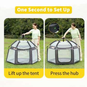 LILLEPRINS EasyPop Outdoor Playpen with Canopy for Babies, 1 Second Baby Pop up Tent, Baby Beach Ten...
