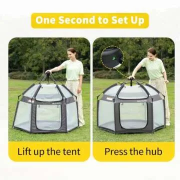 LILLEPRINS EasyPop Outdoor Playpen with Canopy for Babies, 1 Second Baby Pop up Tent, Baby Beach Ten...