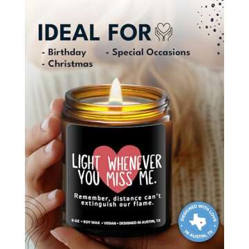 Long Distance Relationship Candle, Long Distance Relationship Gifts for Him, Girlfriend, Boyfriend, Long Distance Gifts for Best Friend Women, Birthday, Christmas, Gift-Ready