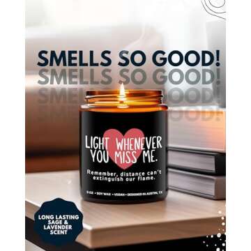 Long Distance Relationship Candle, Long Distance Relationship Gifts for Him, Girlfriend, Boyfriend, Long Distance Gifts for Best Friend Women, Birthday, Christmas, Gift-Ready