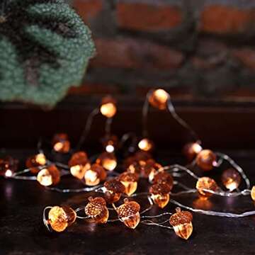 Decorative Fairy Acorn String Lights Thanksgiving Decoration Autumn Garland Cute Novelty Lights 30 LEDs 10 ft Battery Operated for Bedroom Wedding Birthday Harvest Decor