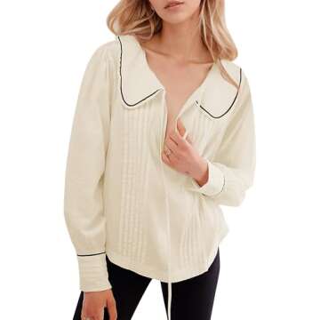 ICOBID Cute Tie Up Blouse Shirt for Women - Stylish and Comfortable