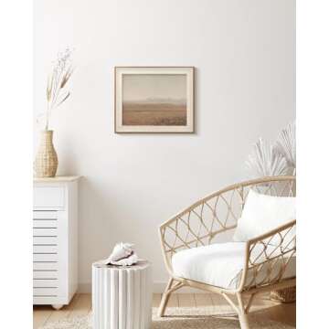 VIYYIEA Framed Classical Scenery Wall Art Room Decor, Pale Field Painting Wilderness Canvas Art Roll...