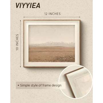 VIYYIEA Framed Classical Scenery Wall Art Room Decor, Pale Field Painting Wilderness Canvas Art Rolling Hills Wall Decor, Landscape Wall Art for Living Room Bedroom Bathroom Moody Home Decor