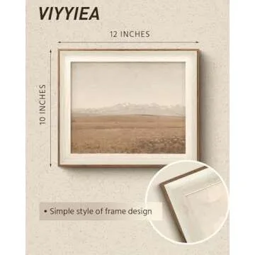 VIYYIEA Framed Classical Scenery Wall Art Room Decor, Pale Field Painting Wilderness Canvas Art Rolling Hills Wall Decor, Landscape Wall Art for Living Room Bedroom Bathroom Moody Home Decor