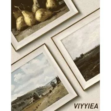 VIYYIEA Framed Classical Scenery Wall Art Room Decor, Pale Field Painting Wilderness Canvas Art Rolling Hills Wall Decor, Landscape Wall Art for Living Room Bedroom Bathroom Moody Home Decor