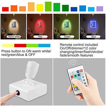 HONGUT LED Spotlight, Rechargeable Picture Lights with Remote, 12 Color Accent Artwork Lighting