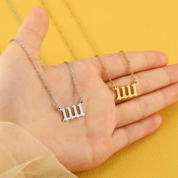 RWQIAN Angel Number Gold 1111 Necklace For Women,Dainty Gold Plated Number 1111 Pendant Choker Chain Numerology Jewelry Necklace Gifts for Women Girls