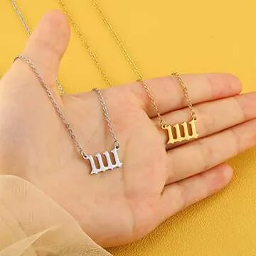 RWQIAN Angel Number Gold 1111 Necklace For Women,Dainty Gold Plated Number 1111 Pendant Choker Chain Numerology Jewelry Necklace Gifts for Women Girls