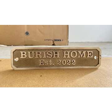 SamStar Custom Brass Door Plaques| Custom Size, Custom Message Name Plates| Home Decor, Wall Mount, Sign Plates| Shiny Brass Finish, Rectangular (50x14 Cm)