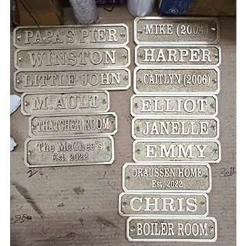 SamStar Custom Brass Door Plaques| Custom Size, Custom Message Name Plates| Home Decor, Wall Mount, Sign Plates| Shiny Brass Finish, Rectangular (50x14 Cm)