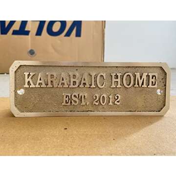 SamStar Custom Brass Door Plaques| Custom Size, Custom Message Name Plates| Home Decor, Wall Mount, Sign Plates| Shiny Brass Finish, Rectangular (50x14 Cm)