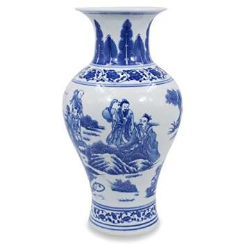 Dahlia Handmade Blue White Vase - 13-inch Fish Tail Shape