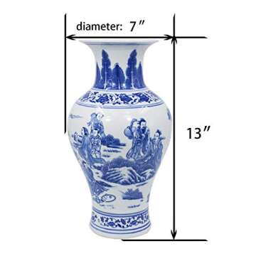 Dahlia Handmade Blue White Vase - 13-inch Fish Tail Shape