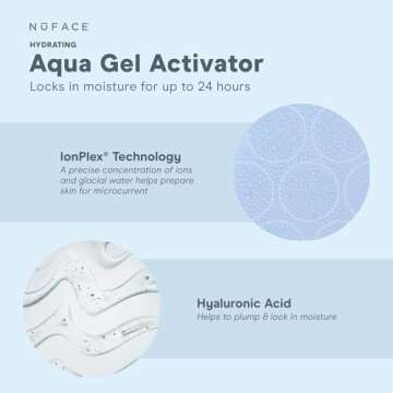 NuFACE Aqua Gel Activator - Microcurrent Conductive Gel & Activator Powered by IonPlex & Hyaluronic Acid to Enhance Results of NuFACE Microcurrent Facial Device - Improves Skin Radiance (10 oz)