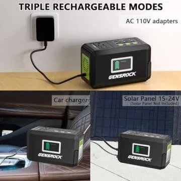 GENSROCK Portable Power Station, 88Wh Solar Generator(Solar Panel Not Included), Lithium Battery Power Bank with 110V/150W Peak AC Outlet, LED Flashlight for CPAP Home Camping Travel Emergency.