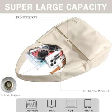 PILCAVE Hobo Bag Tote Bag for Women Faux Leather Large Capacity Multi-Pocket Shoulder Bag Everyday B...