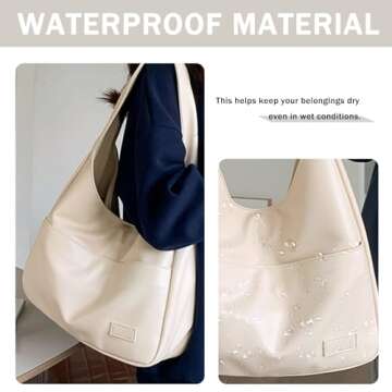 PILCAVE Hobo Bag Tote Bag for Women Faux Leather Large Capacity Multi-Pocket Shoulder Bag Everyday Bag for Women Work Travel Beige