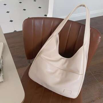 PILCAVE Hobo Bag Tote Bag for Women Faux Leather Large Capacity Multi-Pocket Shoulder Bag Everyday Bag for Women Work Travel Beige