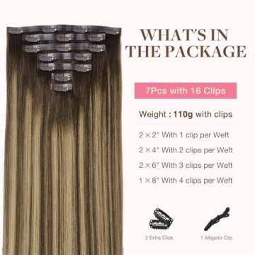 GOO GOO Clip in Hair Extensions Real Human Hair, Remy Human Hair Extensions Clip ins for Women, Natu...