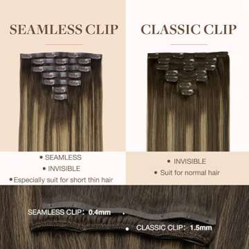 GOO GOO Clip in Hair Extensions Real Human Hair, Remy Human Hair Extensions Clip ins for Women, Natural Human Hair, 20inch 110g 7Pcs, 4/27/4 Balayage Chocolate Brown to Caramel Blonde