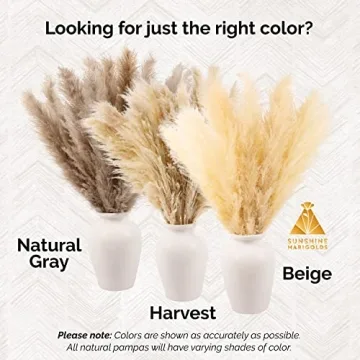 Kleantoolz Sunshine Marigolds Pampas Grass Decor Tall Jumbo Extra-Fluffy Pompas Plumes Faux Pampas Grass Boho Home Decor Pompous Grass - Six (6) Tall Stems 4ft Long (48") - Gray