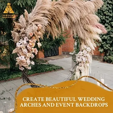 Kleantoolz Sunshine Marigolds Pampas Grass Decor Tall Jumbo Extra-Fluffy Pompas Plumes Faux Pampas Grass Boho Home Decor Pompous Grass - Six (6) Tall Stems 4ft Long (48") - Gray