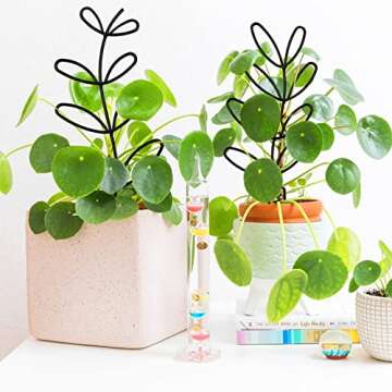 Garden Trellis for Climbing Plant 2 Packs 12’’ Iron Pot Trellis Leaf Shape Black Coated Wire Indoor Houseplant Home Plant Tool Housewarming Plant Lover Gifts Ideas