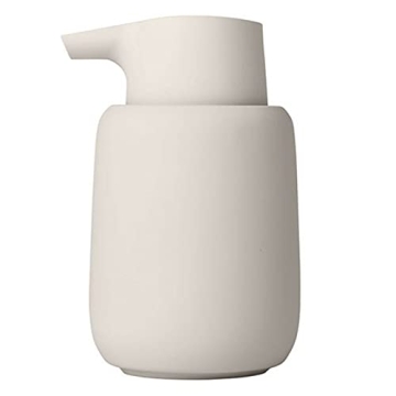 Blomus Sono Soap Dispenser 250 ml Ceramic Hand Soap Dispenser in Beige Diameter 8 x 14 H cm Colour M...