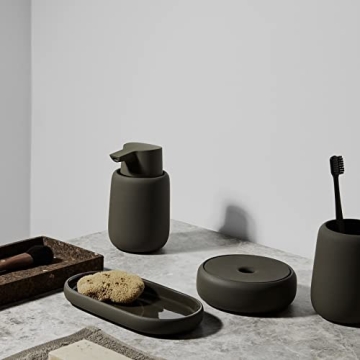 Blomus Sono Soap Dispenser 250 ml Ceramic Hand Soap Dispenser in Beige Diameter 8 x 14 H cm Colour Moonbeam Liquid Soap Dispenser with Pump Head