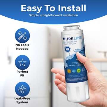 Pureline UKF8001 Refrigerator Water Filter Replacement, EDR4RXD1, Everydrop Filter 4, UKF8001AXX-750, UKF8001AXX-200, Maytag UKF8001, Whirlpool EDR4RXD1, 4396395, Kenmore 9084, 9006, (3 Pack)