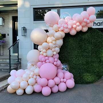 Styirl Pastel Pink Balloons Garland - 100 Pcs 5/10/12/18 Inch Pink Balloon arch Kit for Birthday Party/Easter Decorations/Mothers Day Decor/Baby Shower/Gender Reveal / 2022 Graduation