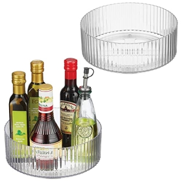 mDesign Fluted Lazy Susan Turntable for Kitchen and Bathroom