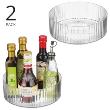 mDesign Fluted Lazy Susan Turntable for Kitchen and Bathroom