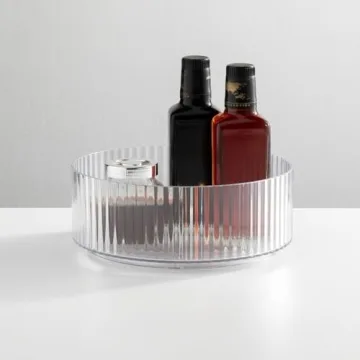 mDesign Fluted Lazy Susan Turntable for Kitchen and Bathroom