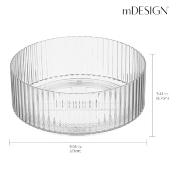 mDesign Fluted Lazy Susan Turntable for Kitchen and Bathroom