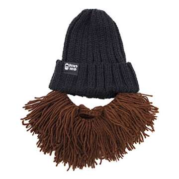 Beard Head Barbarian Beanie - Handmade Winter Hat with Beard - Unique Gift